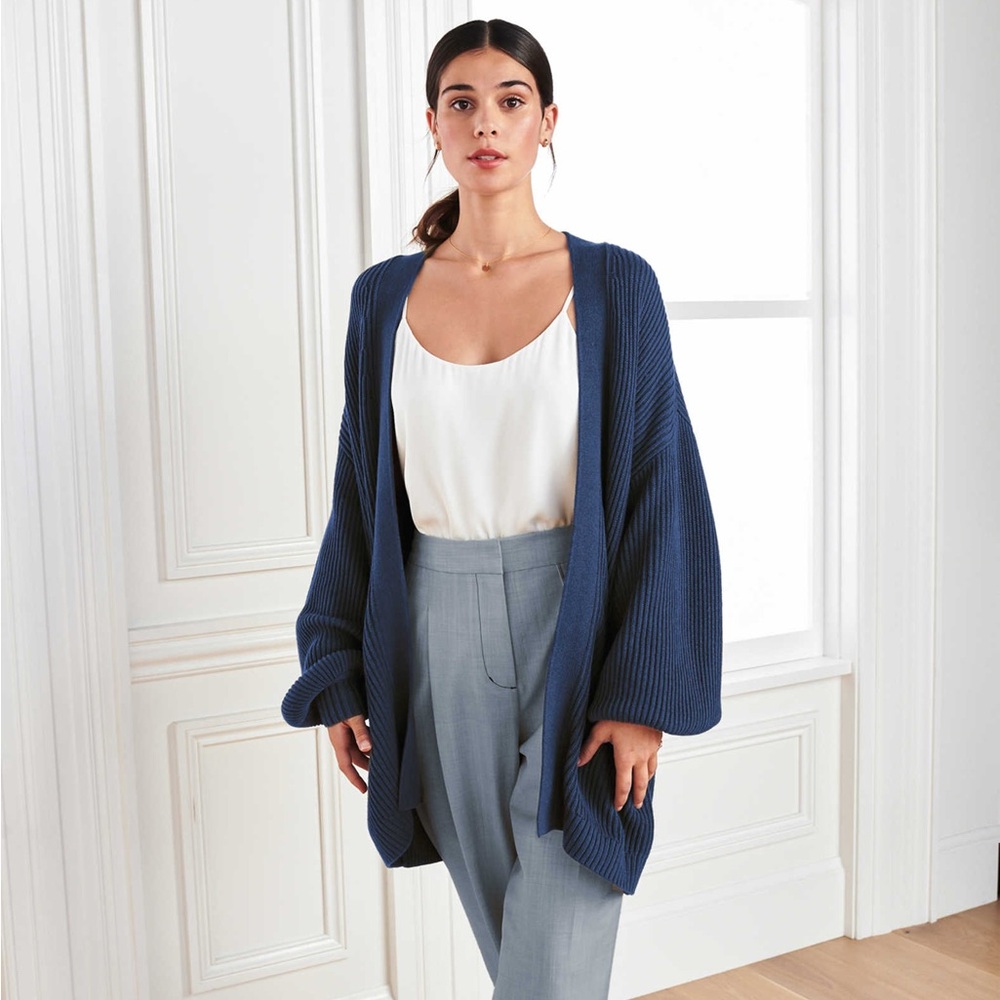 Quince Navy 100% Organic Cotton Oversized Cardigan